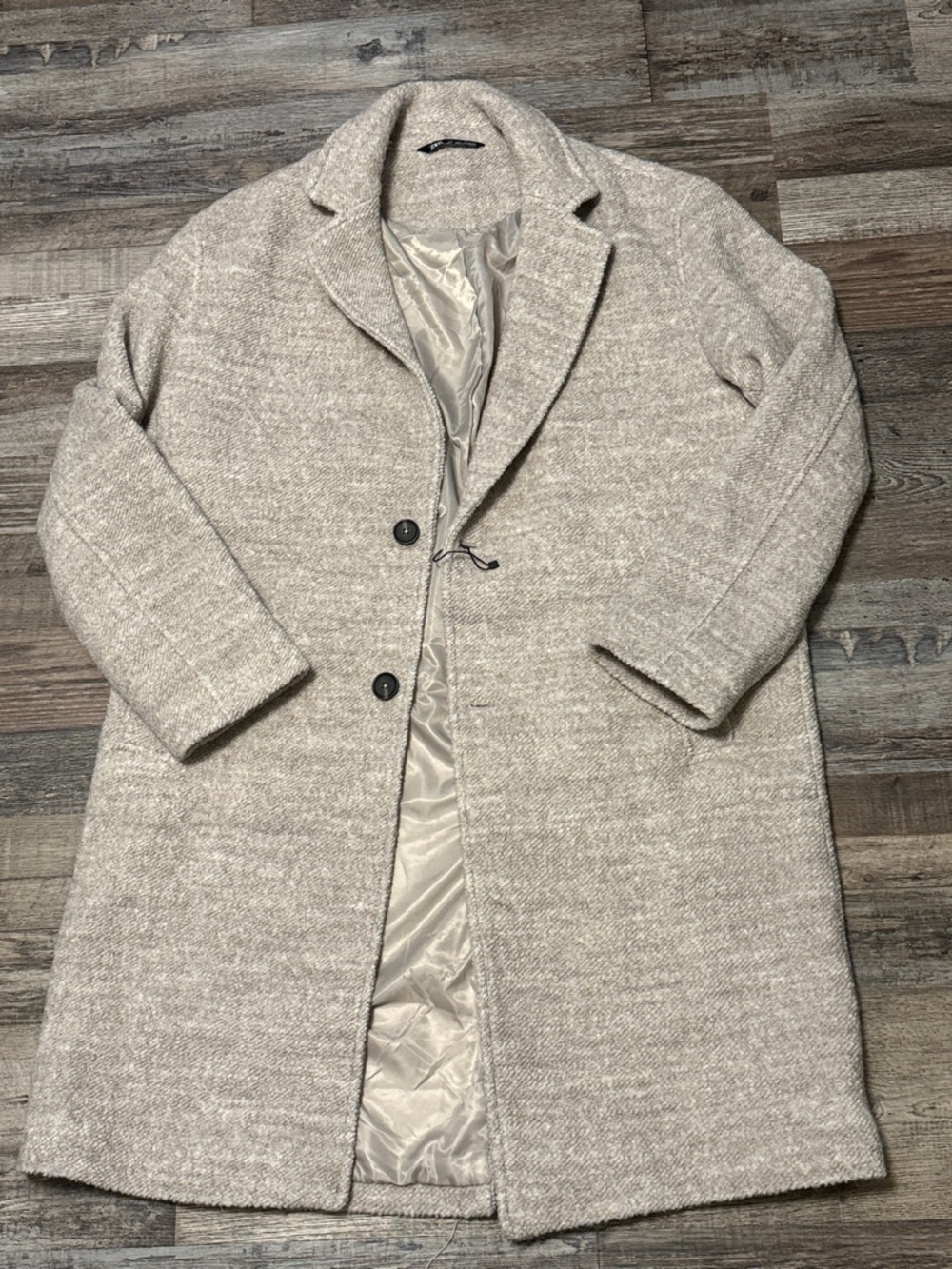 NWOT Zara Oversized Cream Long Knit Women’s Coat Size Large